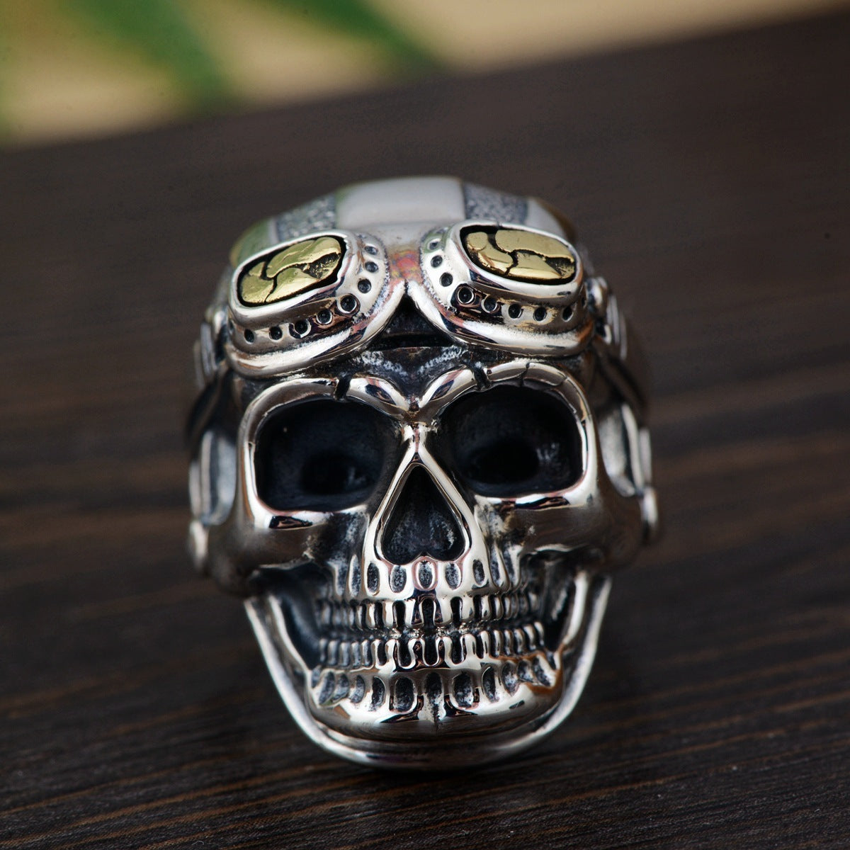 Mens Alloy Geometric Skull Ring Electroplated Pilot Ring Festival Gift Independent Packaging Domineering Ring Accessory