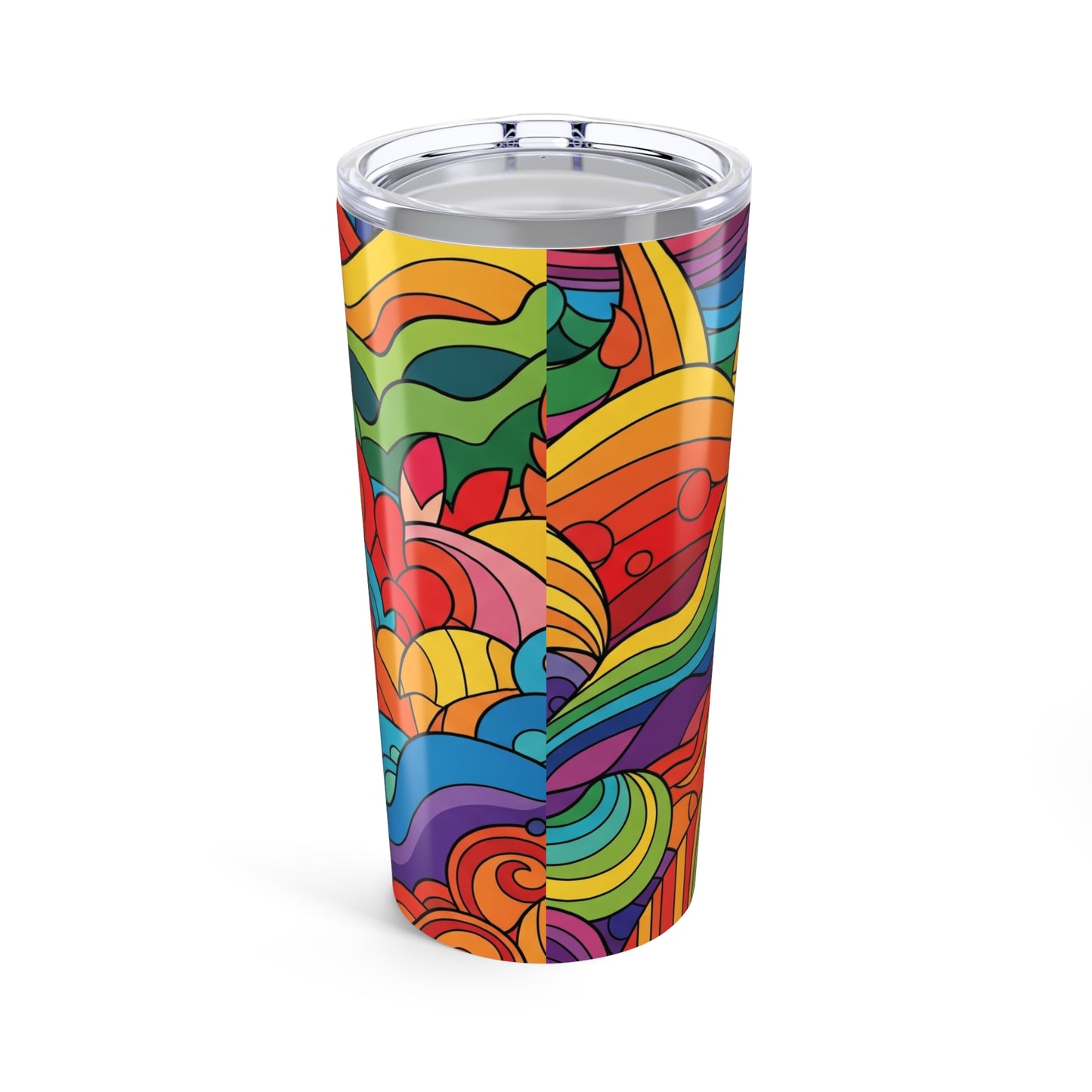 20 Oz Stainless Steel Tumbler Printed Design Double Wall Vacuum Insulation Spill Resistant Beverages Hot Or Cold