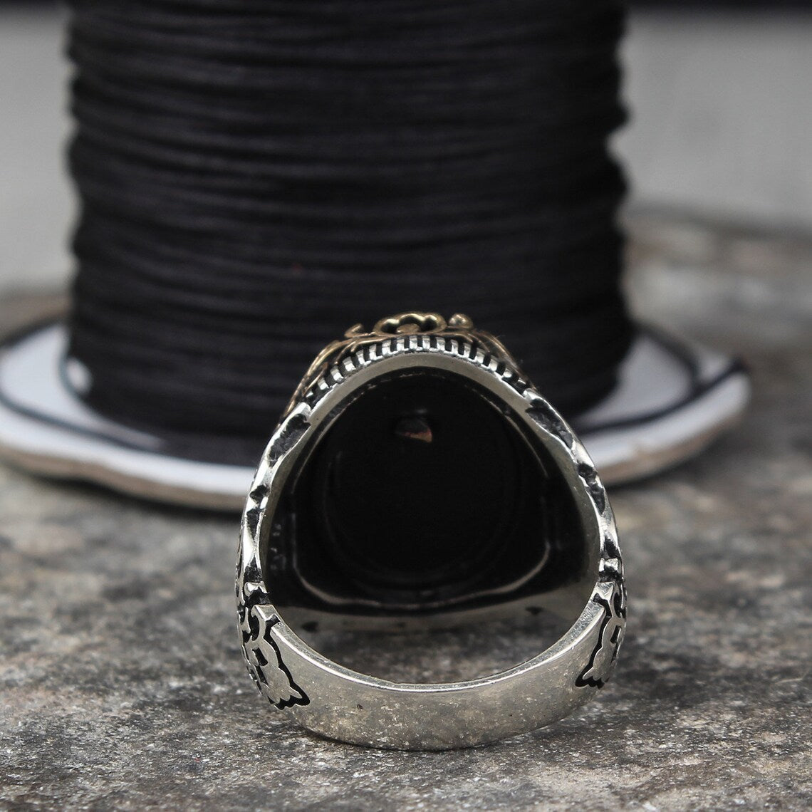 Geometric Alloy Ring Two Tone Black Zircon European Vintage Fashion Jewelry Statement Ring For Women And Girls Ring