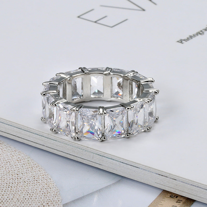Fashion Bright Diamond Square Gemstone New Ring Women