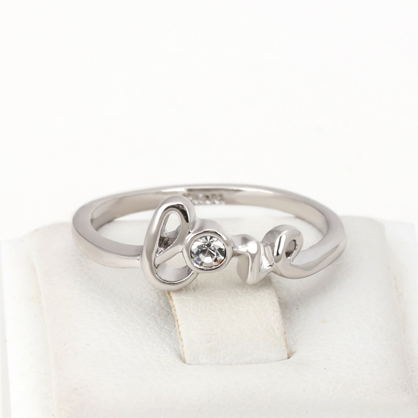 Women Ring Copper Letter Ring Platinum Plated With Inlaid Zircon Simple Korean Love Design Fashion Jewelry Set