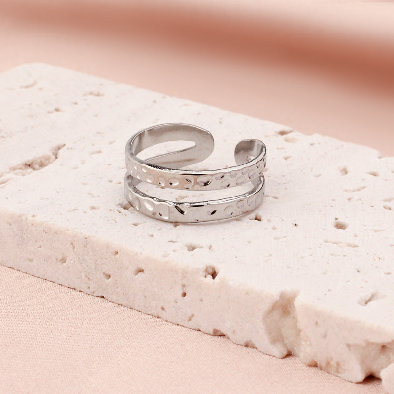 Titanium Steel Adjustable Openwork Ring Vintage Palace Style Geometric Ring For Women Fashion Jewelry Style Edition