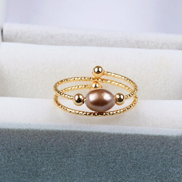 Freshwater Pearl Rings VintageEdition Fashion Ornament Womens Retro Design Elegant Durable Jewellery Accessory
