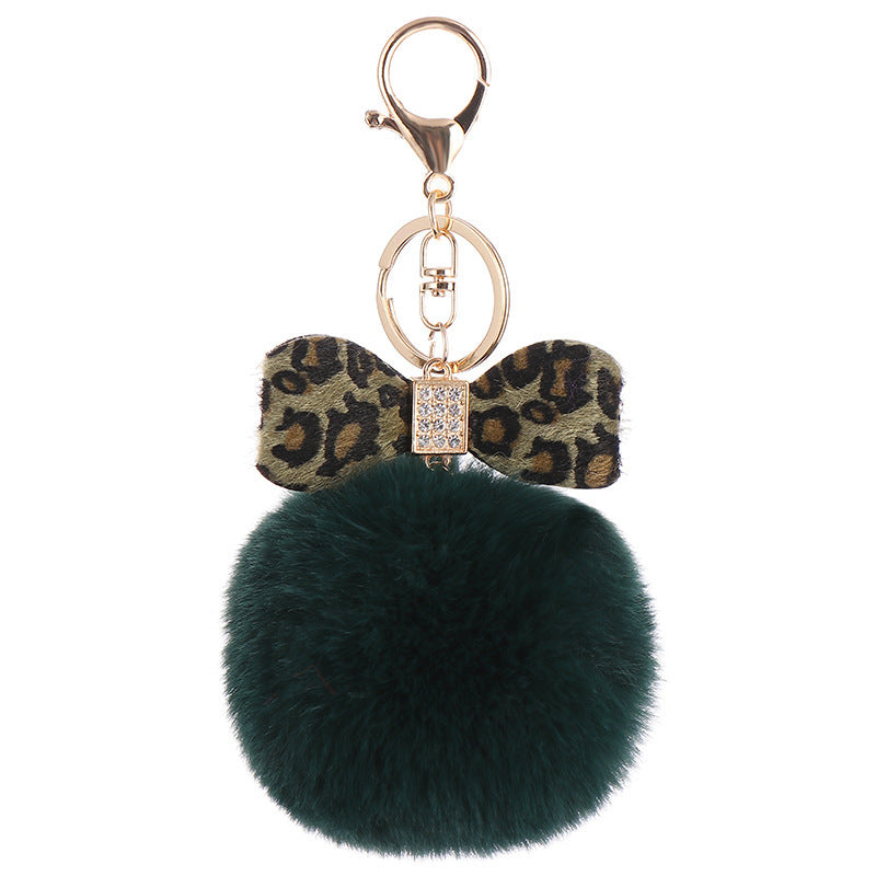 Fur Ball Leopard Keychain Fluffy Pom Pom Pendant For Backpacks Purses Bags Rabbit Hair Cute Gift Idea For All Ages