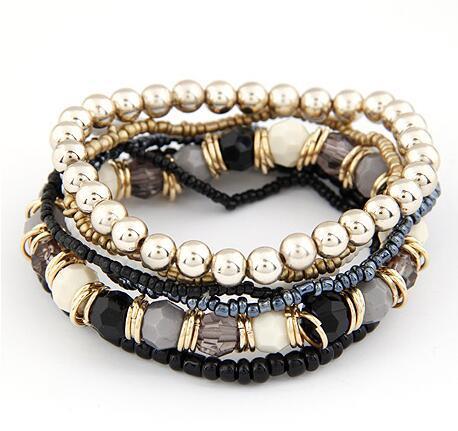 Stretchable Beaded Bracelet Elastic Alloy Acrylic Bangle
