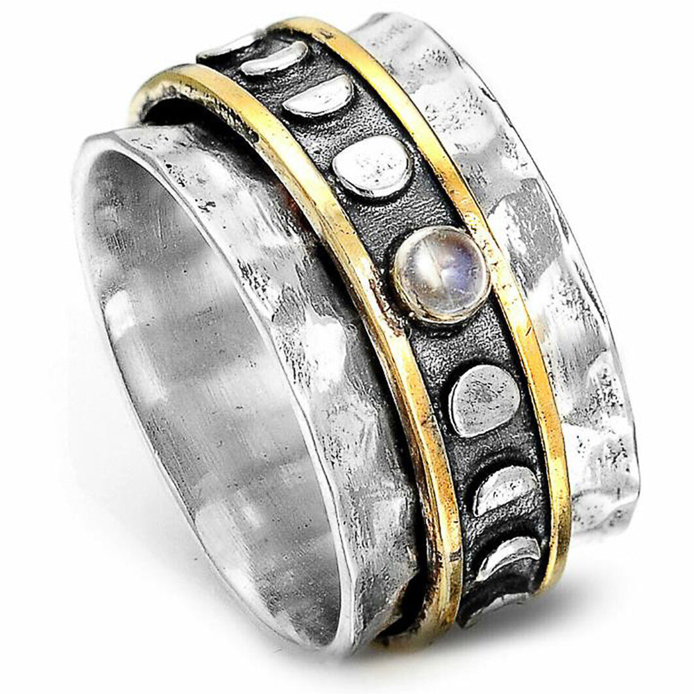 Mens Ring Punk Sun And Moon Alloy Geometric Micro Insert Ring With Gems European American Fashion Jewelry Gift