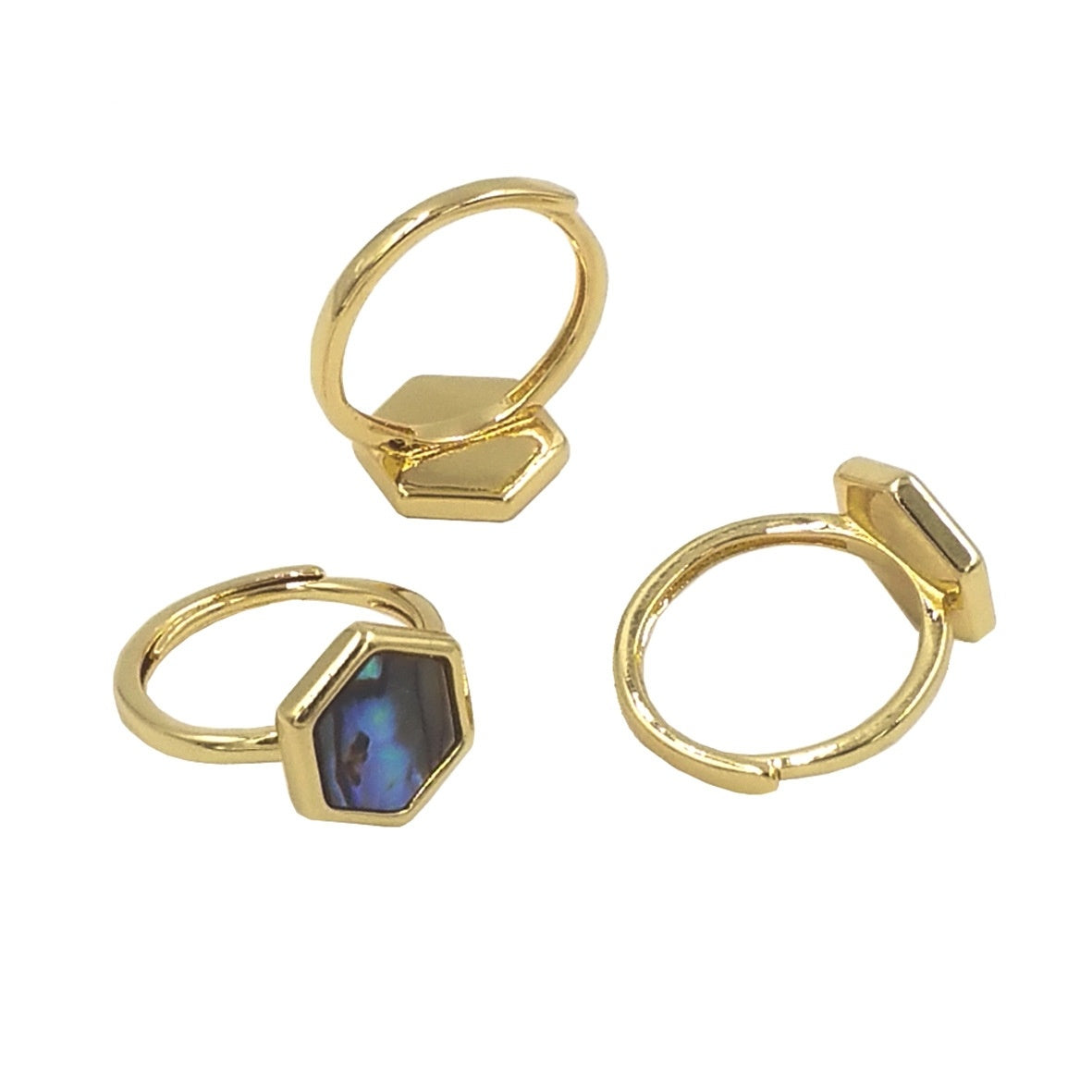 Unisex Fashion Ring Natural Shell Inlay With Micro Diamonds Copper Drop Shaped Ring Gift Idea For Any Occasion