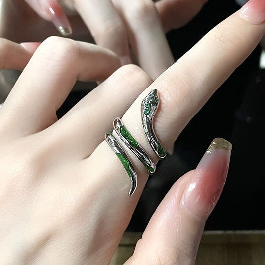 Snake Ring Open End Copper Zircon Zodiac Fashion Ring