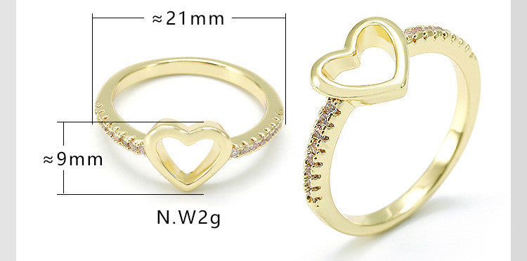 Heart Shaped Ring For Women Copper Gold Plated Finish