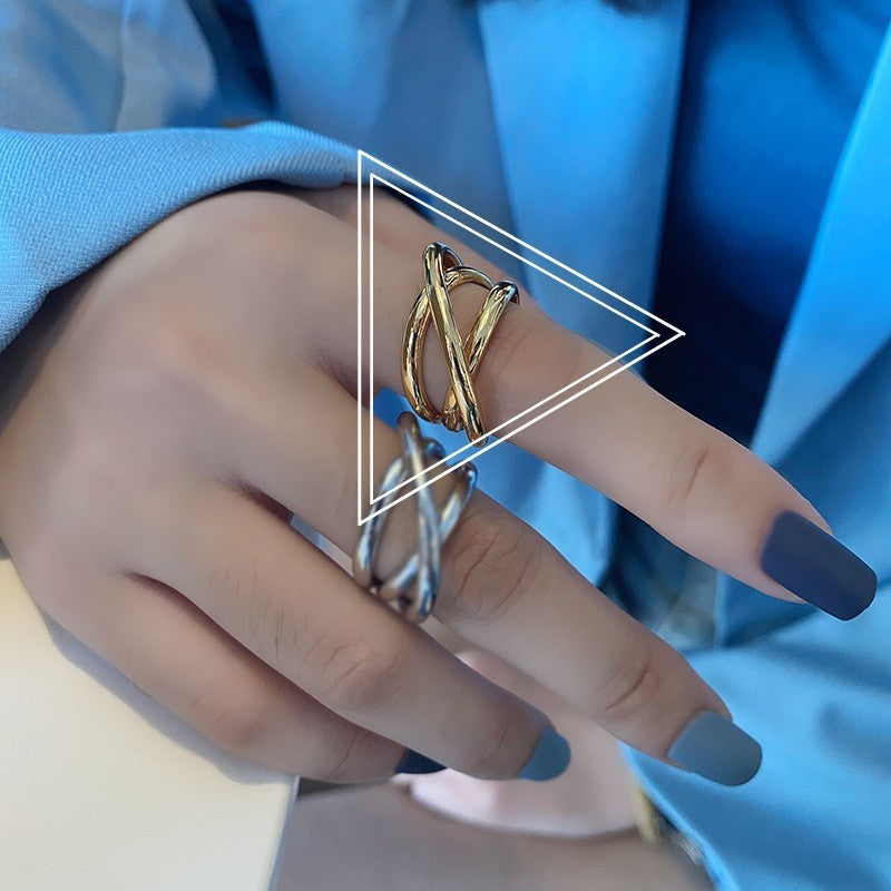 Unisex Adjustable Silver Plated Braiding Geometric Knuckle Ring Fashion Jewelry Gift For Size Adjustable Start