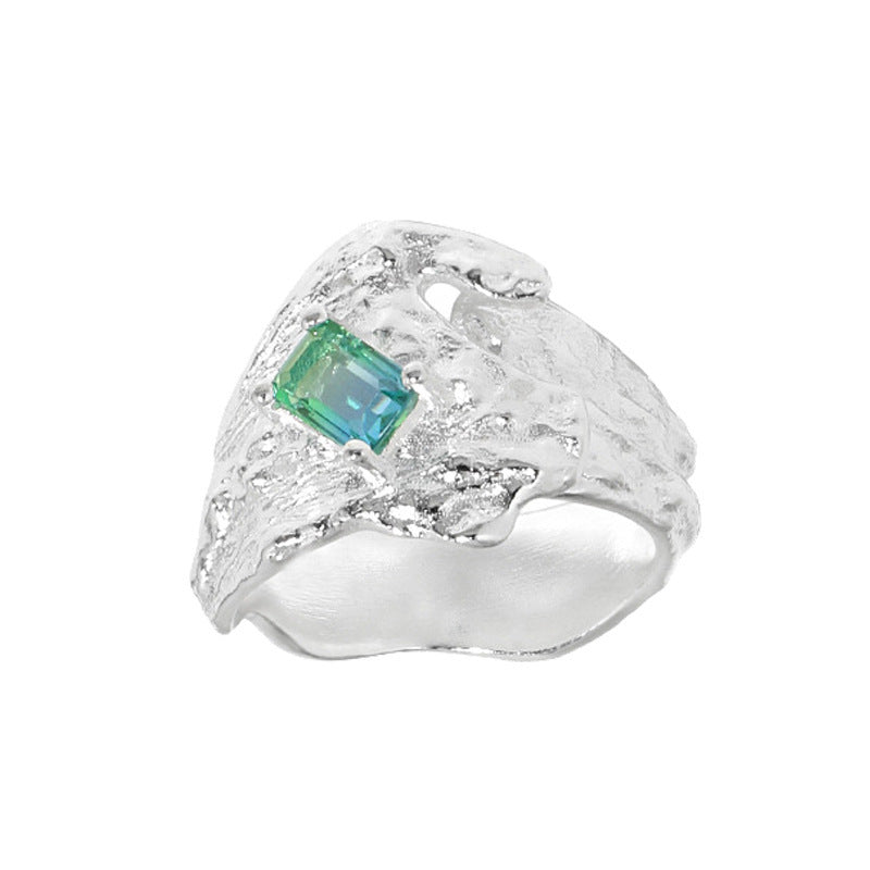 Geometric Zircon Ring For Women Copper Plated Irregular Design Simple Elegant Fashion Ring Jewelry Accessory Daily Wear