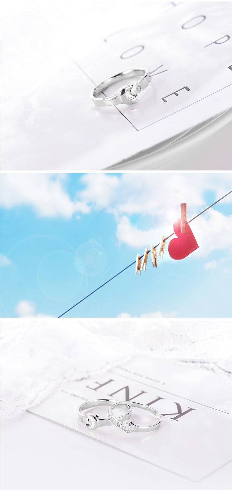 Silver Couple Ring Set Matching His And Hers Promise Bands