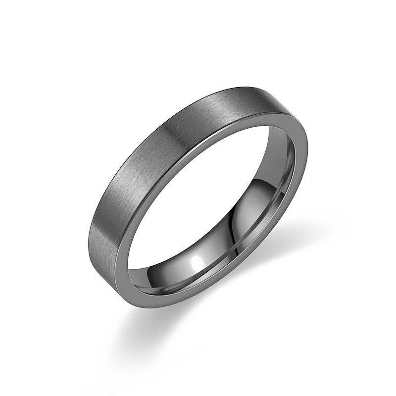 Titanium Steel Ring for Men Frosted Matte Finish Polished Carved Design Band 4mm Wide 2mm Thick Fashion Style