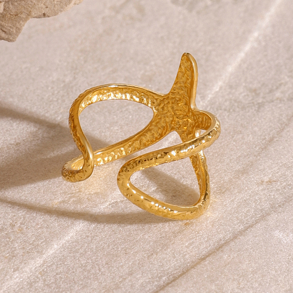 Stainless Steel Starfish Ring Geometric Design With Electroplating Finish For Everyday Wear Great Gift For You