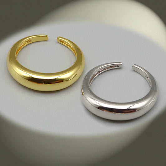 Geometric Open Ring for Women Adjustable Copper Band with Gold Plated Finish Trendy Jewelry Gift for Women Collection