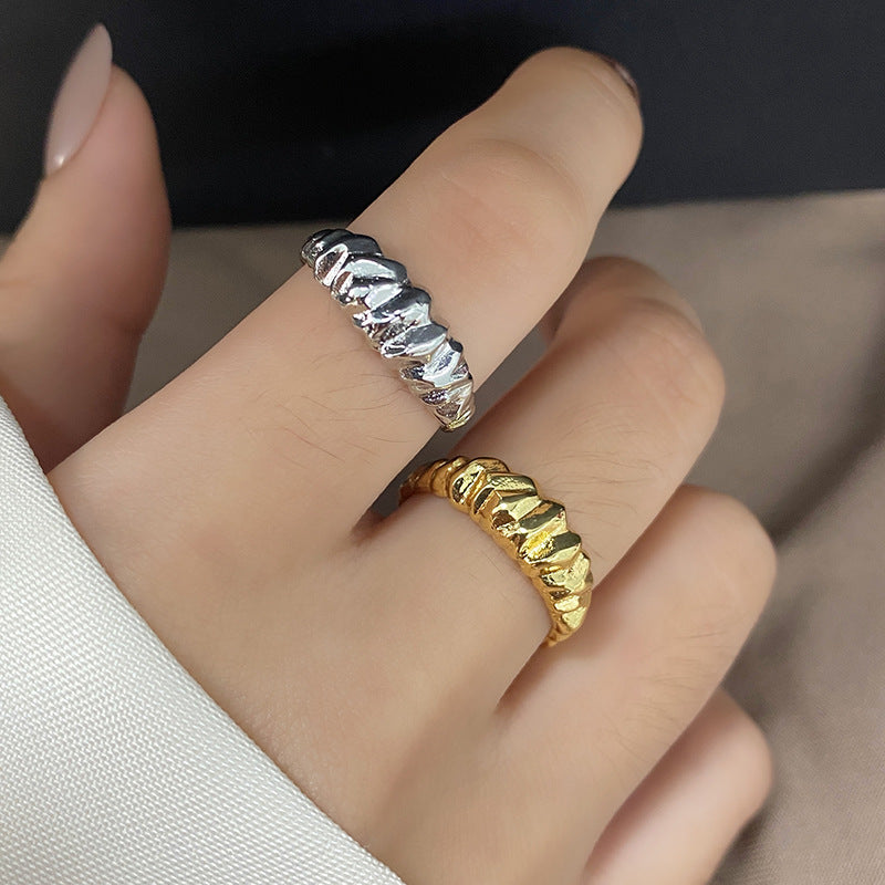 Womens Adjustable Opening Ring Silver Plated Irregular Geometric Ring Korean Version Fashion Trendy Style Gold
