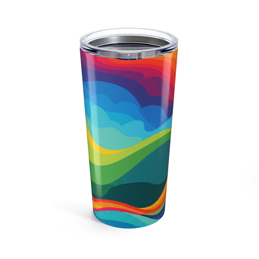 20 Oz Stainless Steel Printed Tumbler With Double Wall Vacuum Insulation Spill Resistant Lid For Hot And Cold