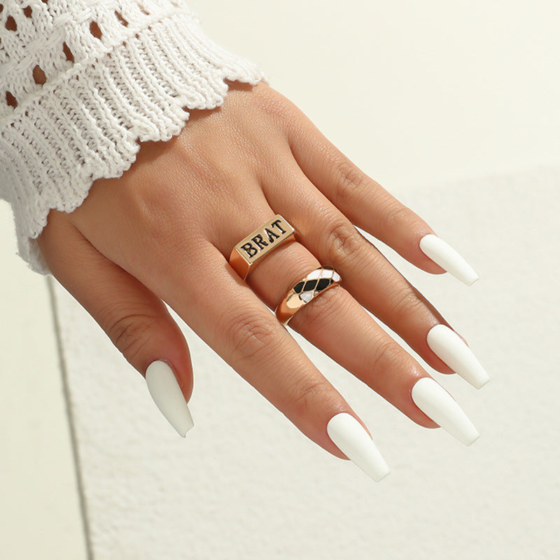 Pearl Ring Set for Women Geometric Alloy Rings Elegant Three Piece Jewelry for Women Pearl Jewelry With Charms