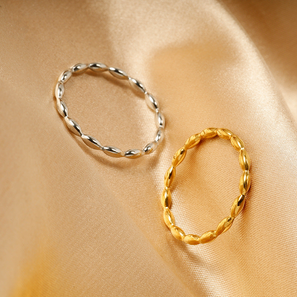 Geometric Ring Titanium Steel Band Electroplated Gold Finish Simple Jewelry Durable Everyday Ring Gift For Her Fashion