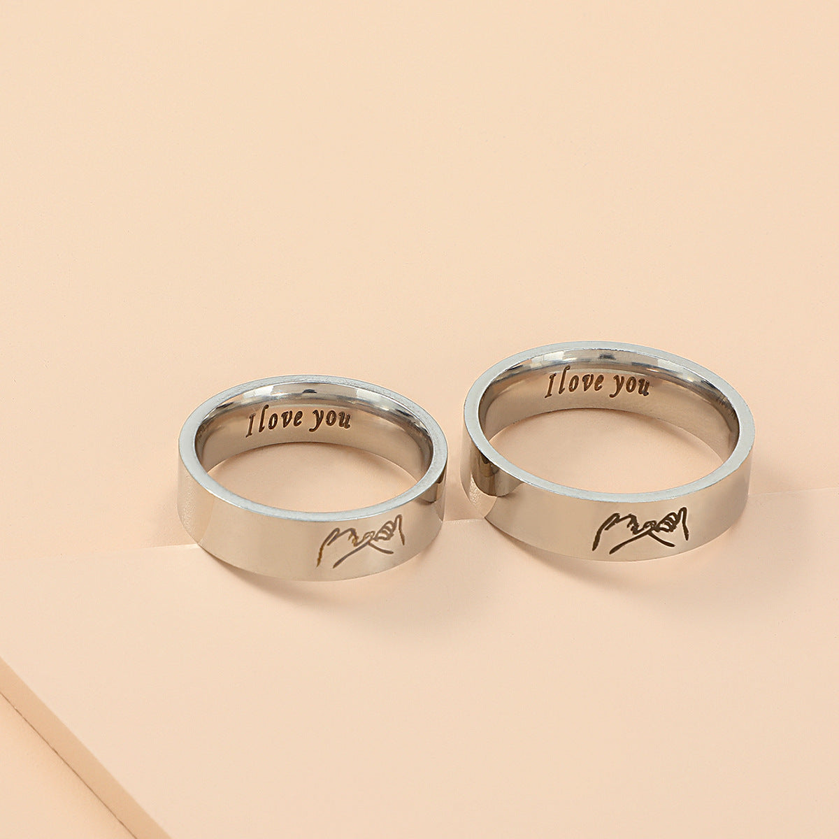 Stainless Steel I Love You Letter Rings Fashion Jewelry For Women And Men Silver Or Black Casual Wear Everyday