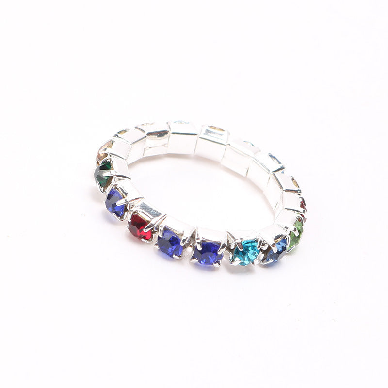 Womens Geometric Diamond Ring Gold And Silver Alloy Ring Fashion Jewelry Elastic Band Ring Wedding Gift Single