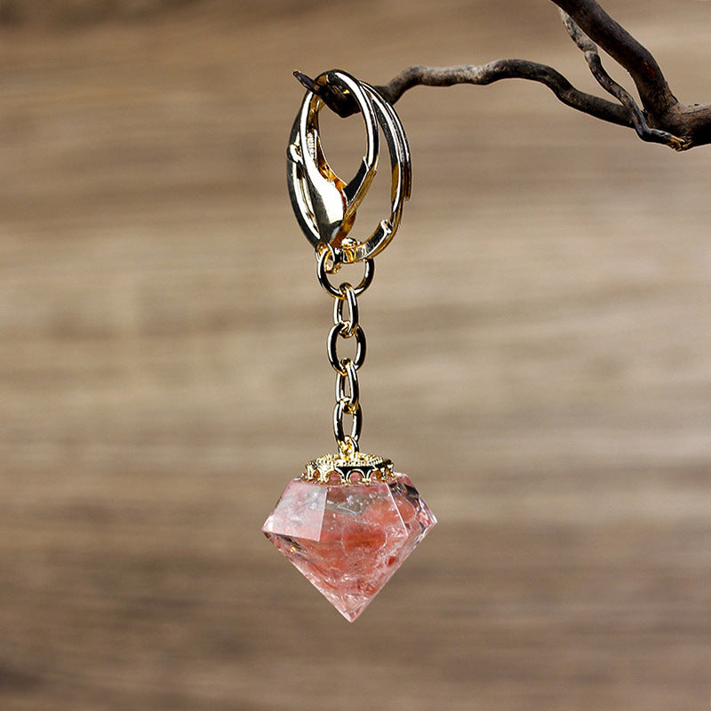 Crystal Gravel Resin Keychain Pendant Modern Design With Tapered Point Handcrafted Natural Stone Accessory Kit