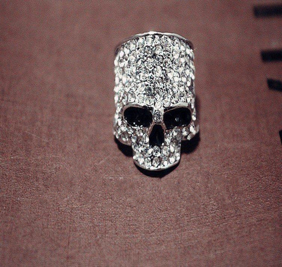 Mens Womens Ghost Head Diamond Metal Ring Hip Hop Punk Gothic Bold Statement Jewelry For Everyday Wear For All