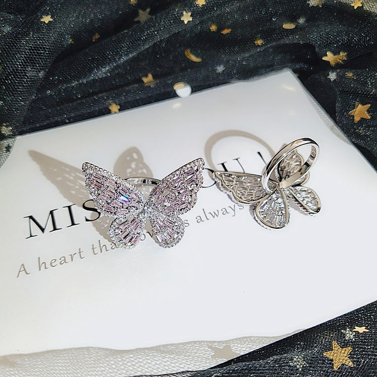 Micro-set zircon butterfly ring