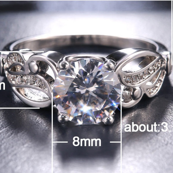 Openwork Claw Ring With White Zircon Stone Copper Plated Silver Fashion Jewelry Gift For Her Elegant Accessory