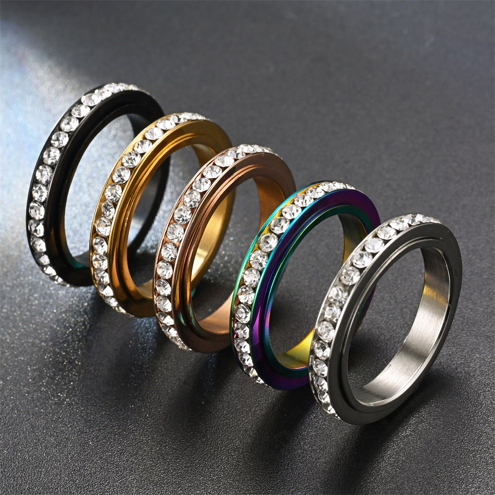 Unisex Stainless Steel Rotating Geometric Ring Men Women