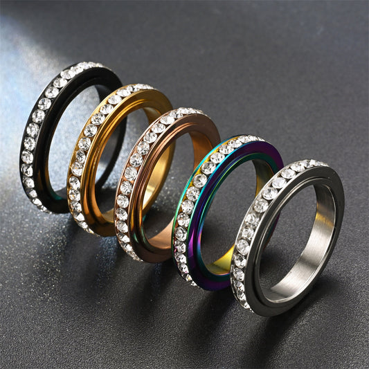 Unisex Stainless Steel Rotating Geometric Ring Men Women
