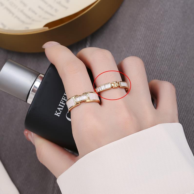Women Champagne Gold Open Ring Copper Electroplated Fashion Accessory Gifts For Her Elegant Daily Wear Jewelry