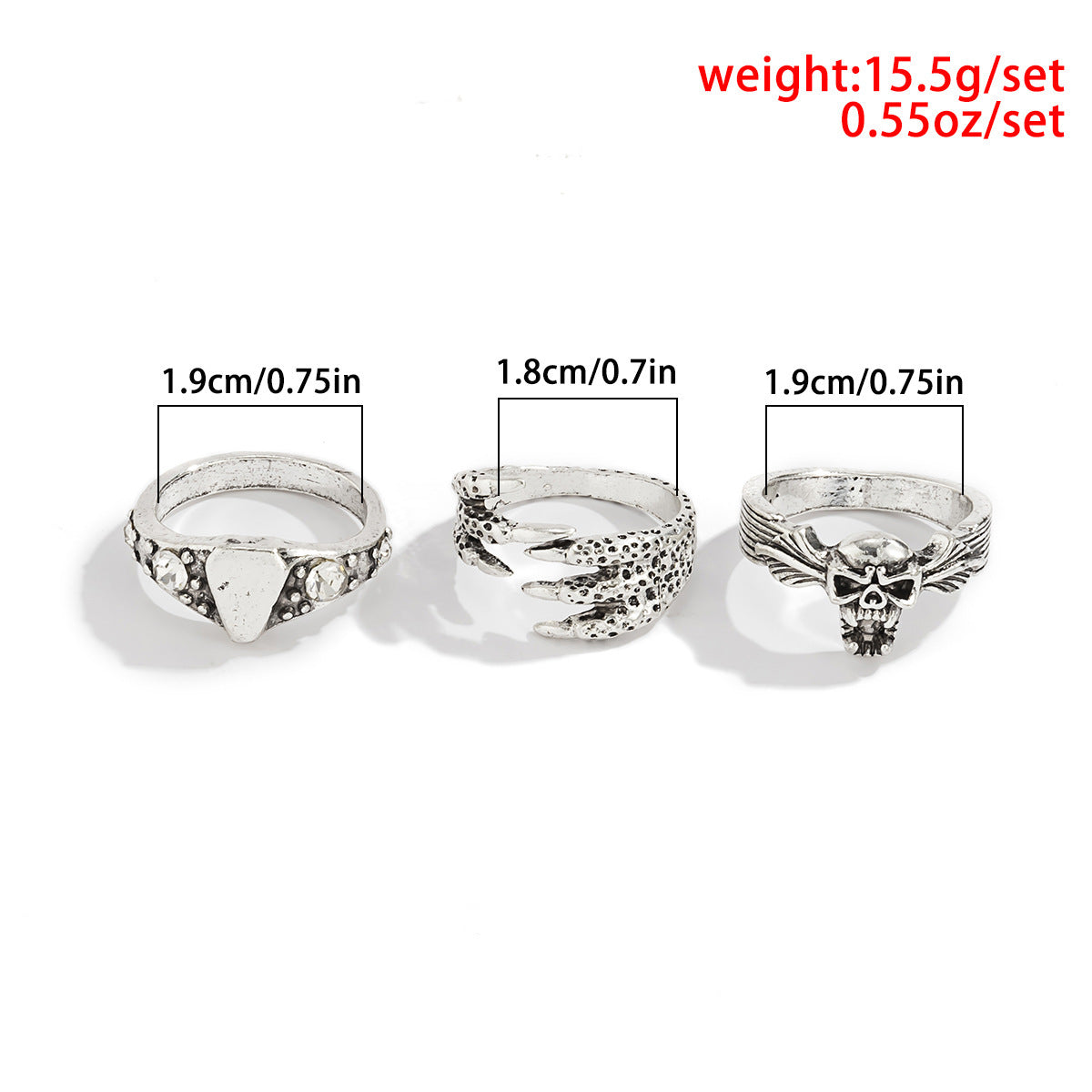 Womens Fashion Ring Set Gold Tone Jewelry With Skull And Eagle Claw Design Statement Rings For Women Fashion Gift