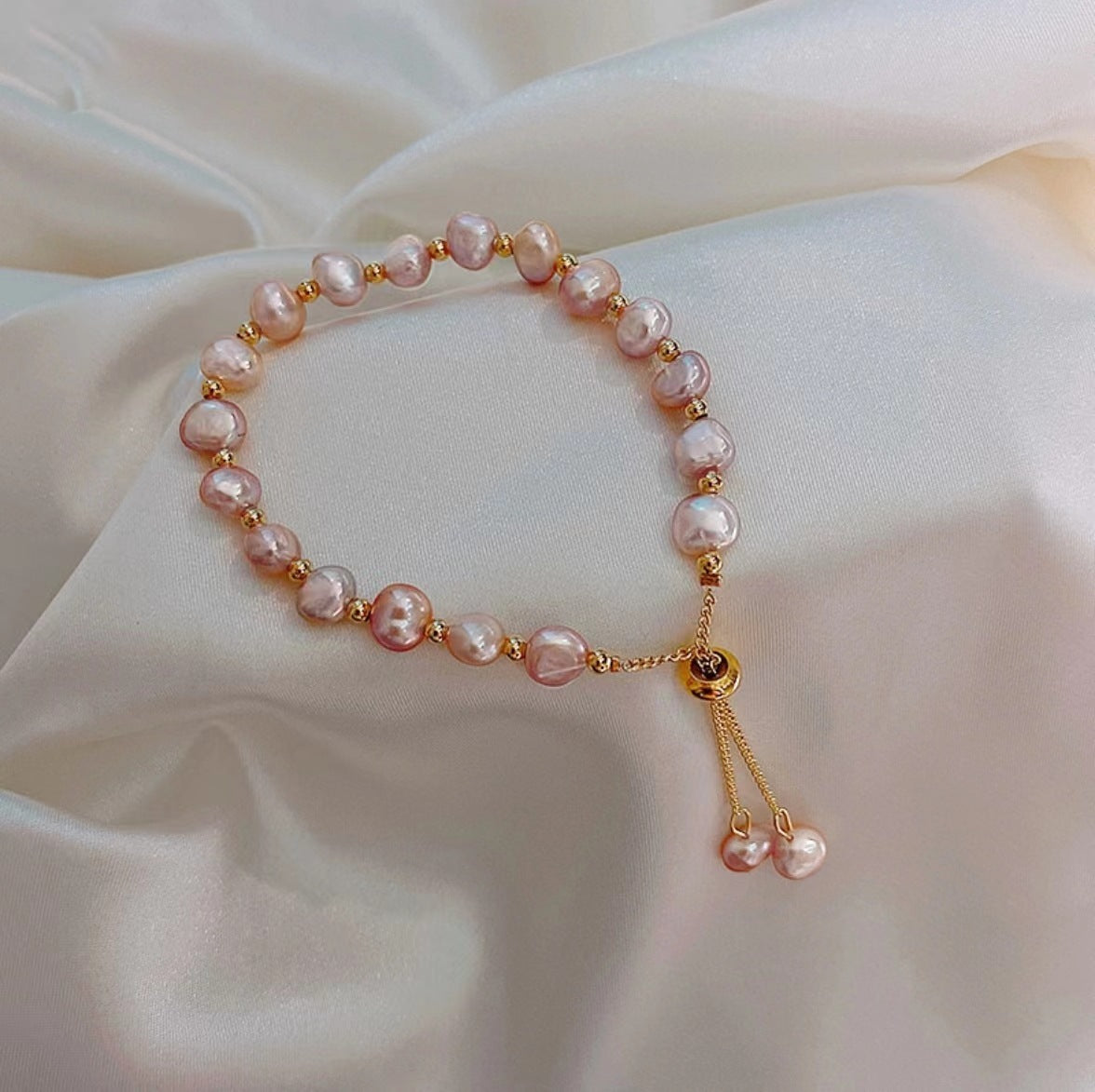 Womens Imitation Pearl Bracelet Sweet Special Shaped Beads Pull Out Design Elegant Bracelet For Women Gift Set