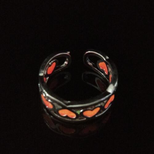 Womens Heart Ring Adjustable Silver Plated Fashion Ring Glowing Heart Design Jewelry For Women And Girls Shine