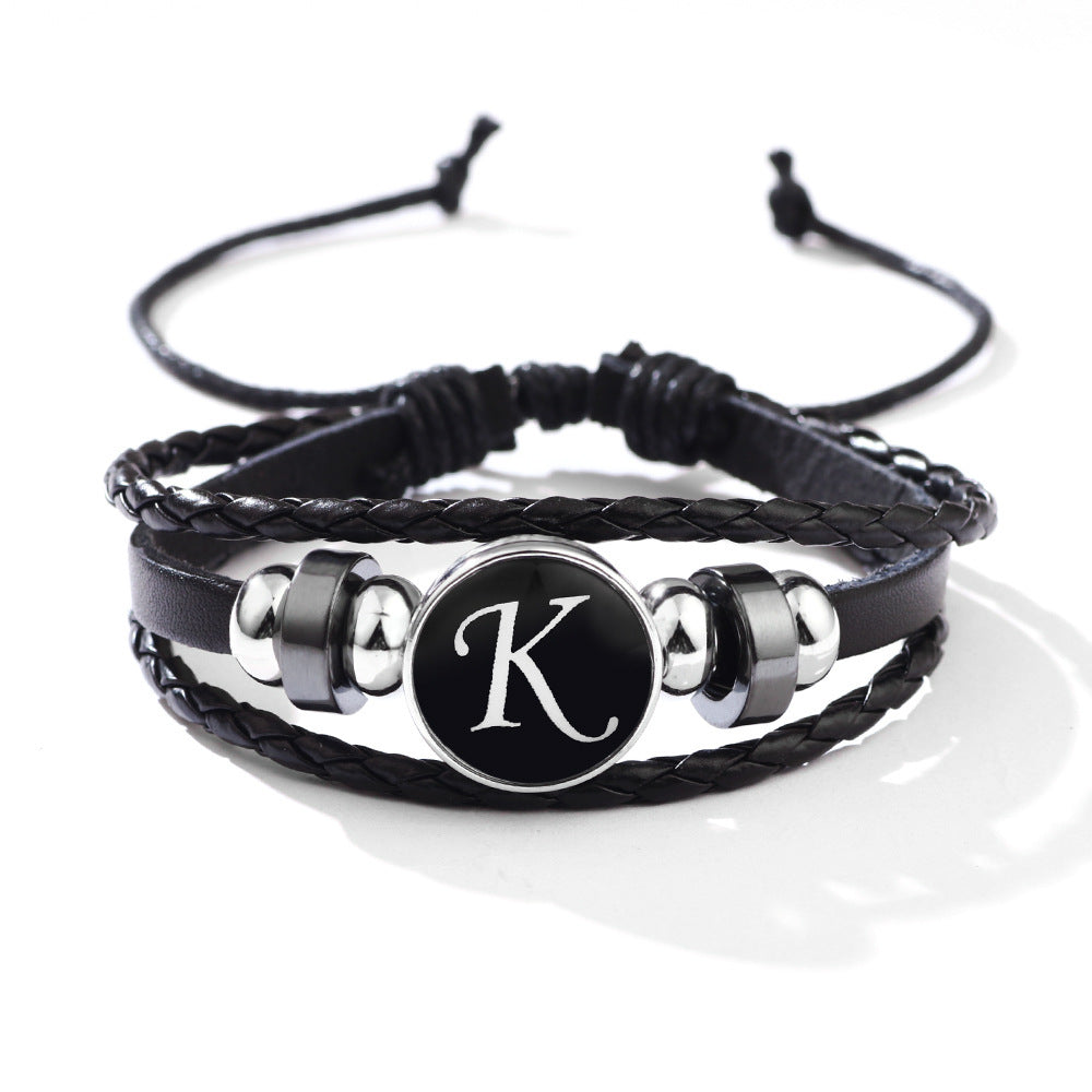 Womens Leather Bracelet With Initials Charm Adjustable Extension Classic Jewelry For Women And Girls For Women