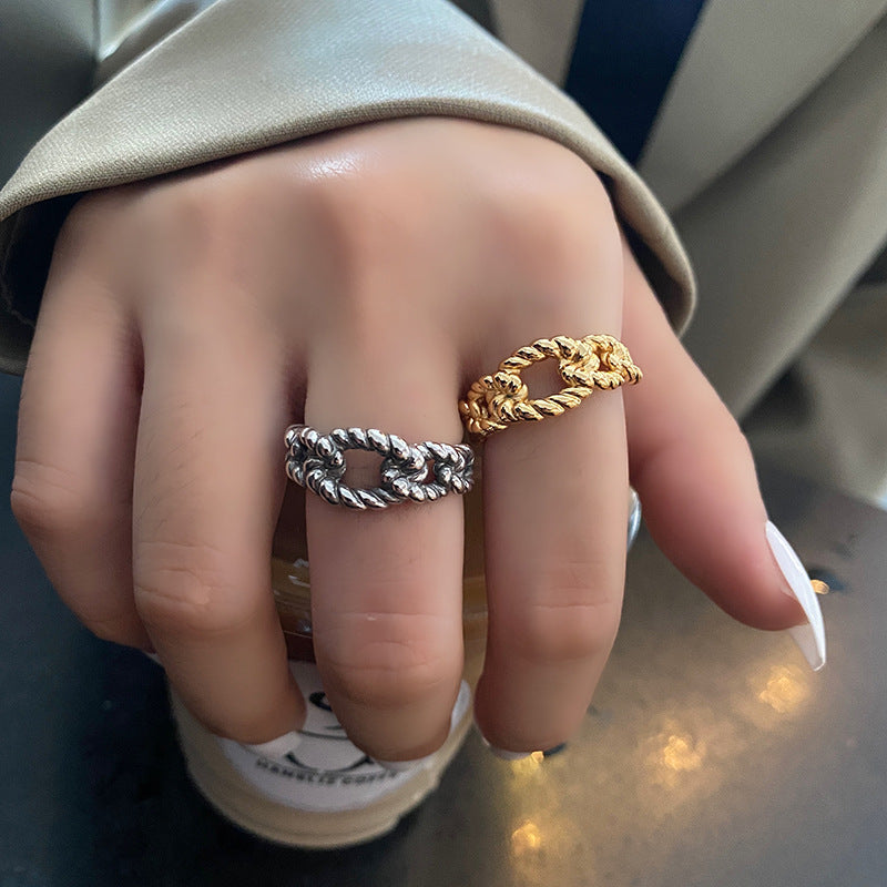 Womens Adjustable Ring Gold Hollow Silver Plated Geometric Ring Elegant Design Fashion Jewelry European American Style