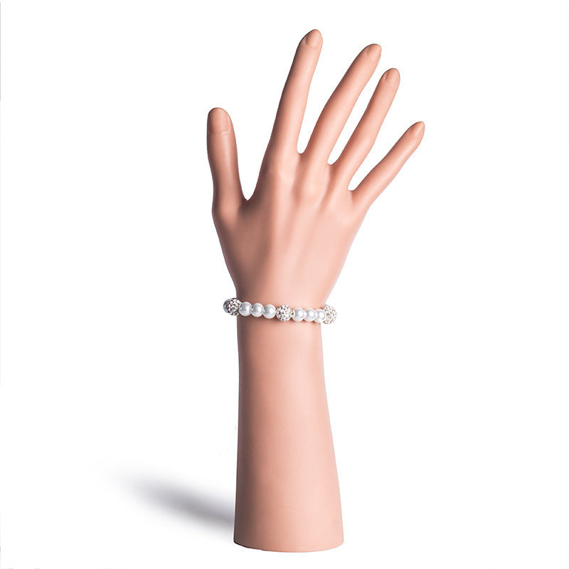 Womens Glass Pearl Pendant Bracelet Electroplated Alloy