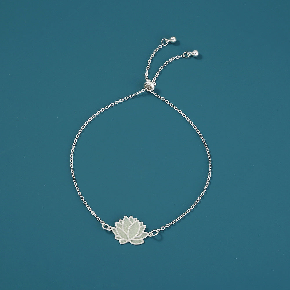 Lotus Flower Glow Bracelet Drop Design Electroplated Brass Chain Copper Charm Fashion Glow In The Dark Sparkle