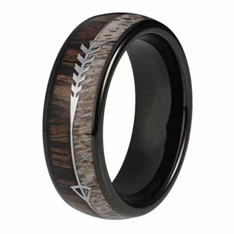 Handmade Titanium Steel Ring With Velvet Black Sandalwood Inlay For Men And Women Fashionable Bands Size 5 6 7