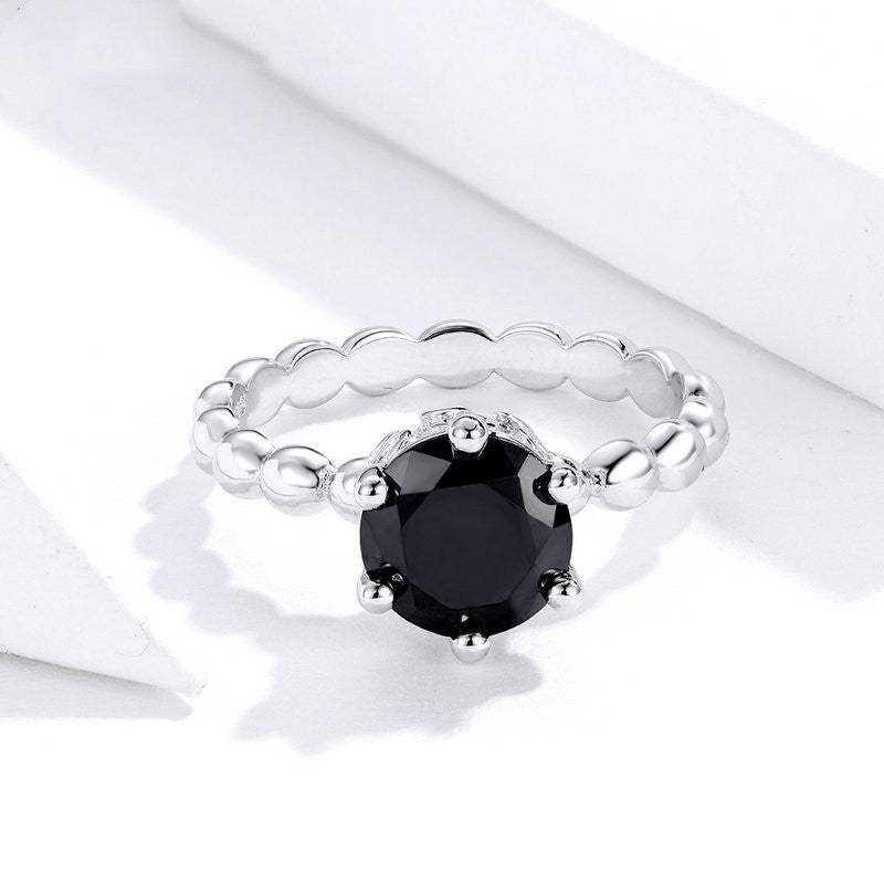 Gold Inlaid Copper Ring Six Claw Zircon Crown Geometric Design Korean Fashion Travel Souvenir Ring Keepsake Gift Idea
