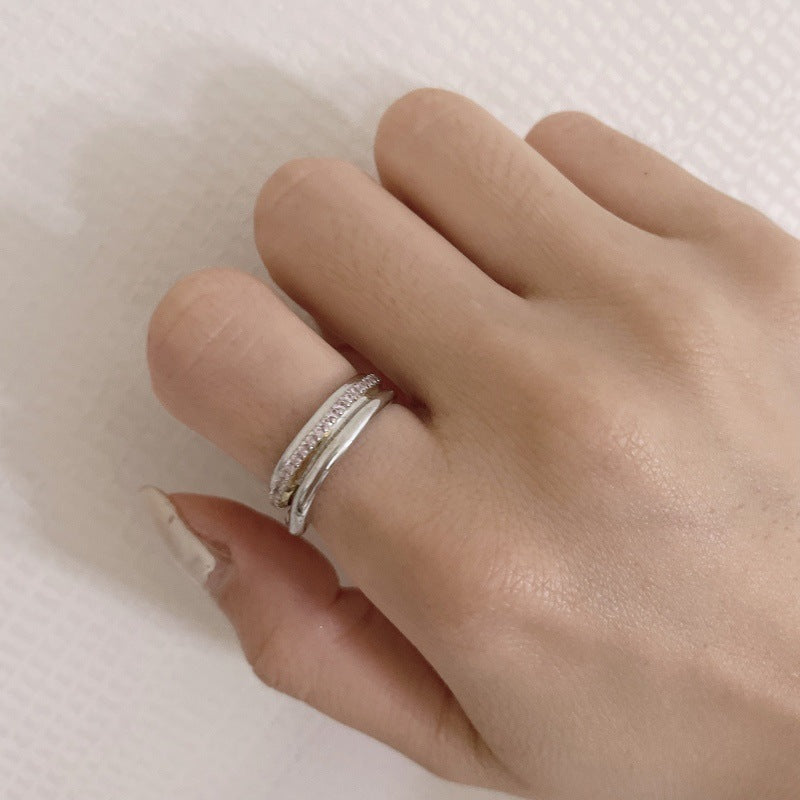 Geometric Metal Ring For Women Plated Fashion Jewelry Trendy Silver Tone Ring Minimalist Geometry Design Style