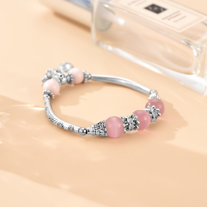 Womens Bohemian Flower Design Beaded Bracelet Electroplated Fashion Jewelry Delicate Floral Accessory DailyUse