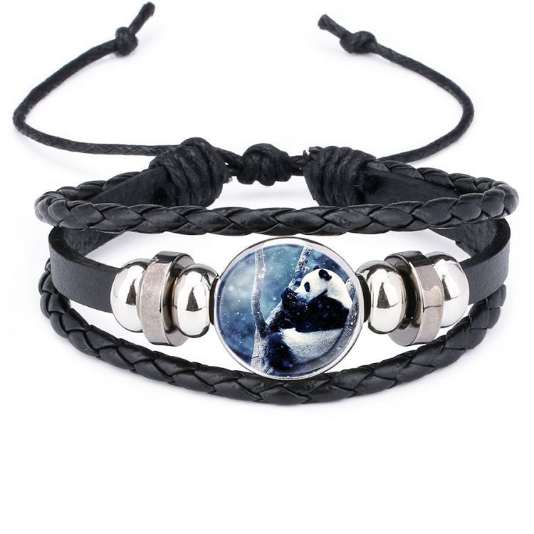 Womens Braided Leather Bracelet With Crystal Inlay Ethnic Style Adjustable Length Glass Bead Jewelry For Women