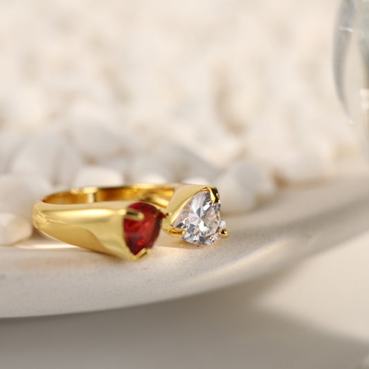 Geometric Zircon Rings For Women Asymmetrical Openings Copper Rings Retro Personality Electroplating Statement