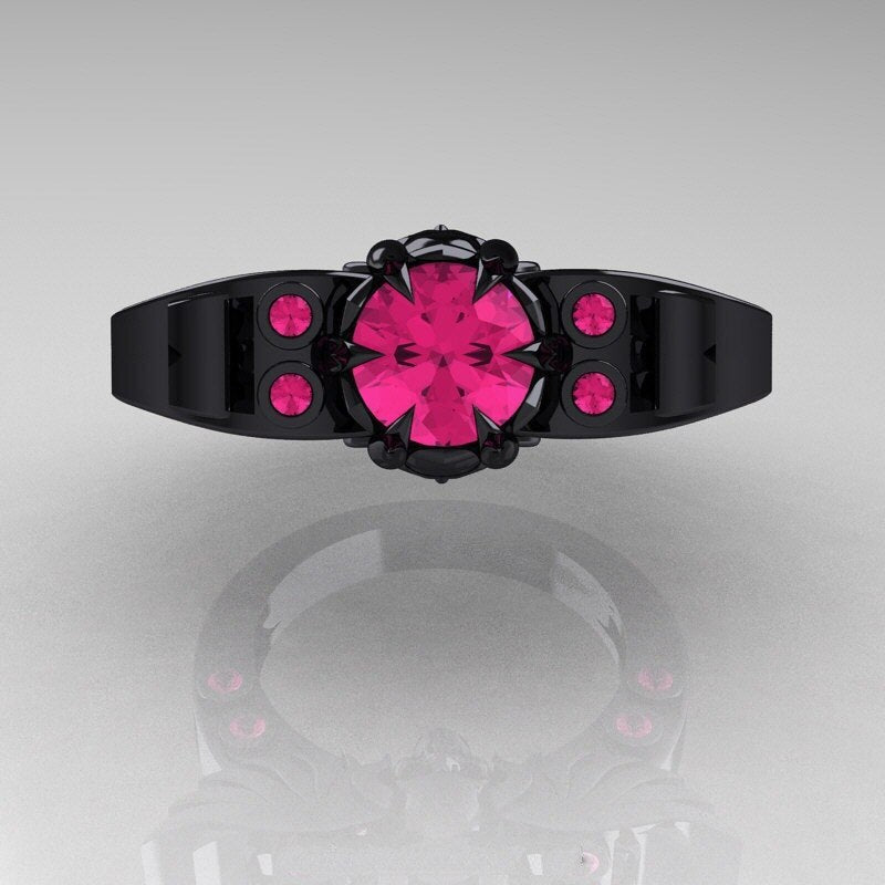 Gothic Skull Ring With Ruby Gemstones Sterling Silver Copper Jewelry For Women Statement Fashion Accessory Wedding