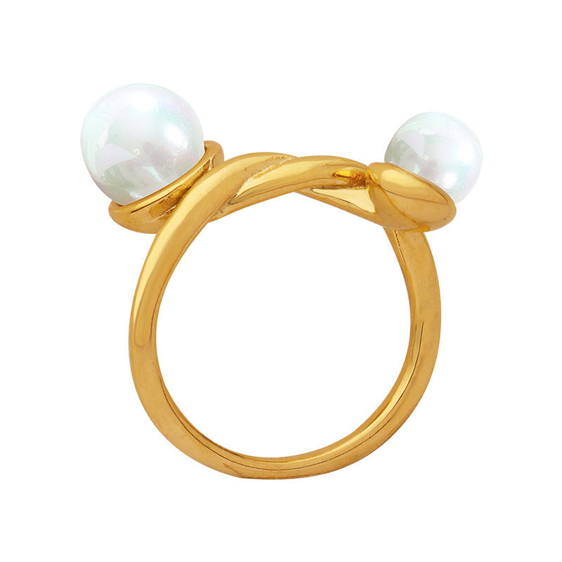 Women Titanium Steel Ring With Colorful Geometry Double Column Twist Design Fashion Jewelry Gift For Her Party