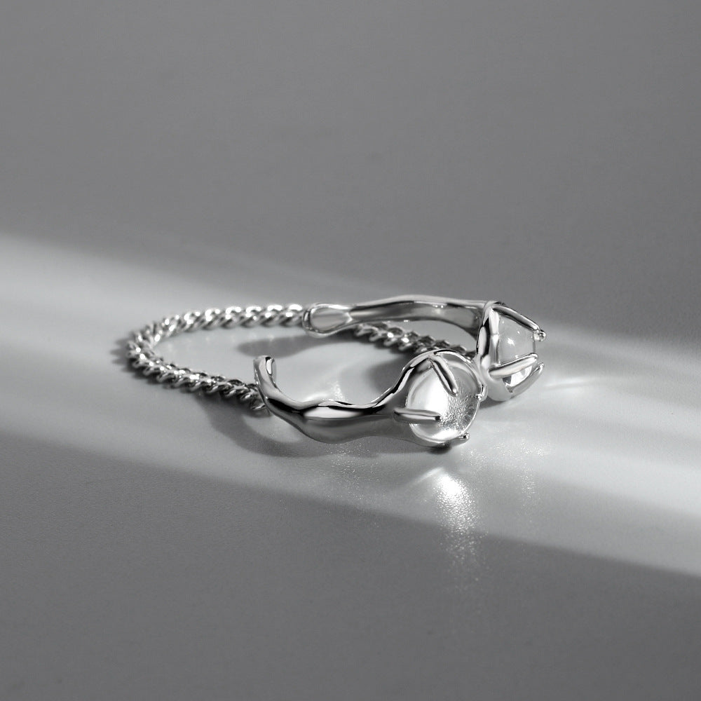 Copper Wind Ring With Crystal Inlaid Gems Adjustable Star