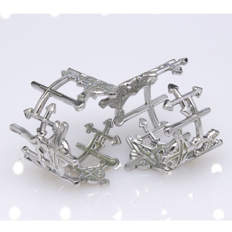 Geometrical Titanium Steel Adjustable Ring Electroplated Metal Jewelry Cross Love Redemption for Women Fashion