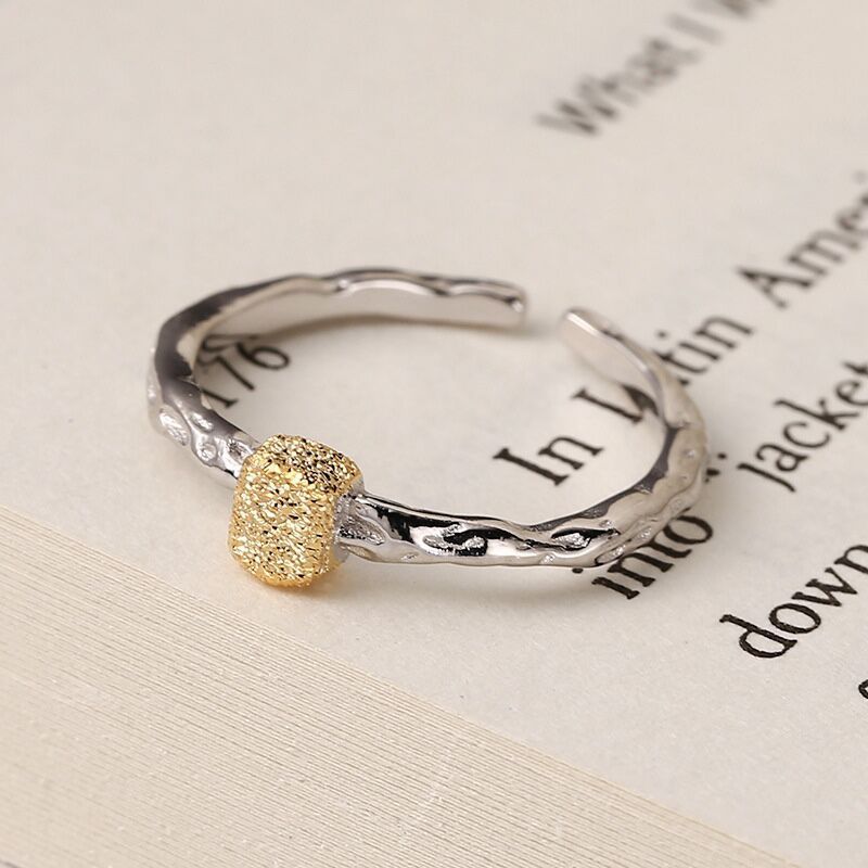 Womens Adjustable Copper Ring Irregular Geometric Ellipse Design Ring Gold Or Silver Finish Korean Style Trend